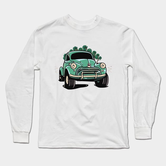 cartoon Morris Minor Monster Truck Long Sleeve T-Shirt by JnS Merch Store